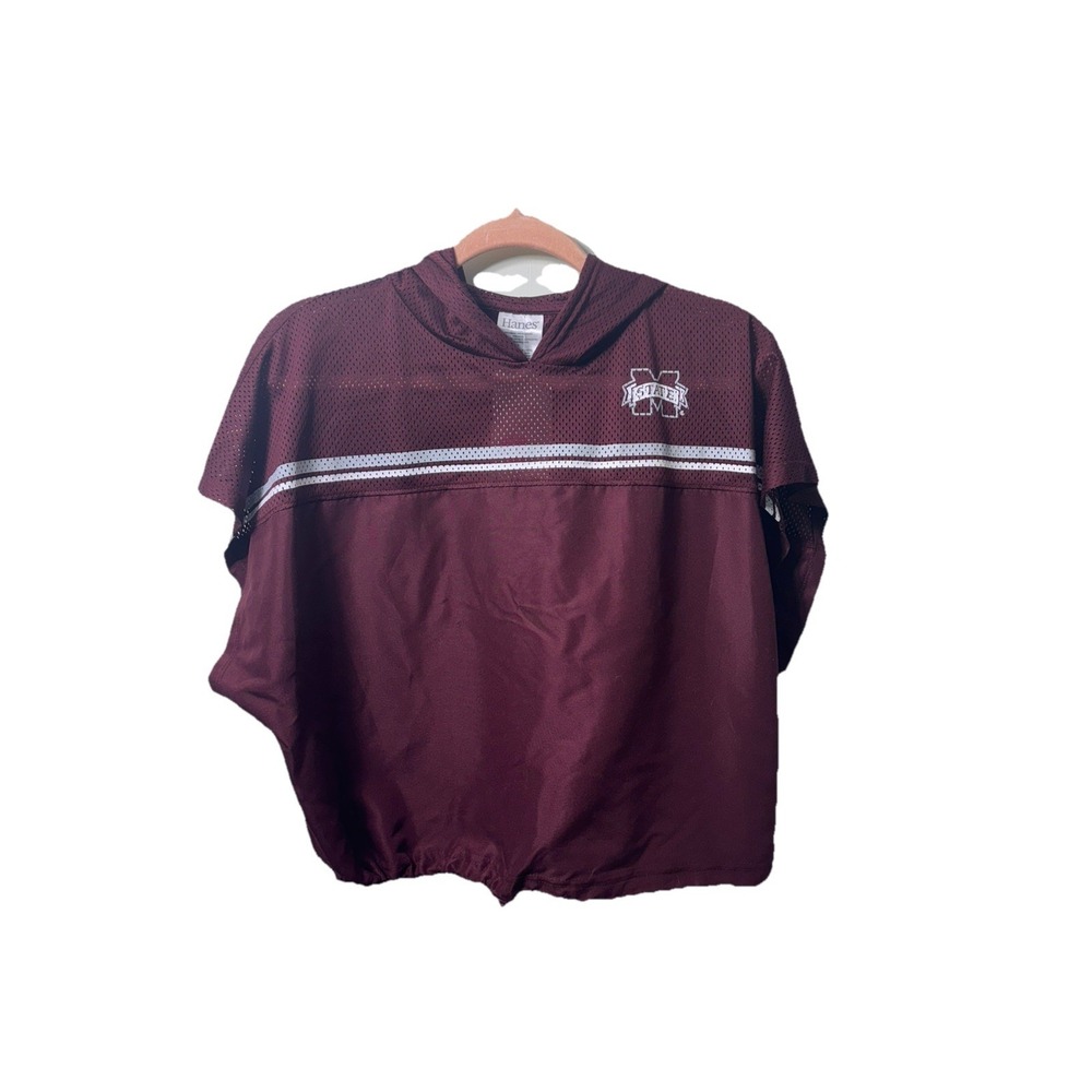 Hanes MSU Windbreaker Women's Small Hooded Pullover Baseball Style